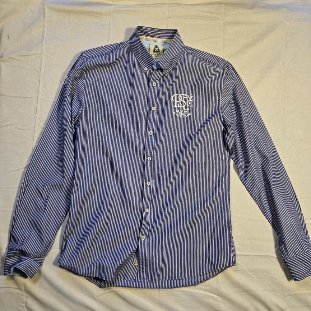 Vtg Authentic Gaastra Button Down Shirt, Blue Striped Men's Shirt Size Large